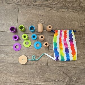 Lovevery Threadable Beads Colorful Wooden Bead Toy Set